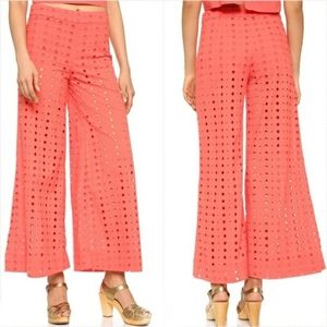 Coral red wideleg pants